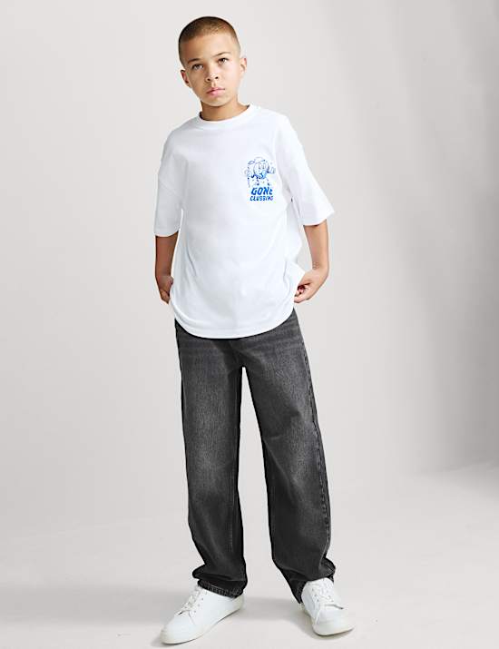 Pure Cotton Barrel Leg Jeans (6-16 Yrs)