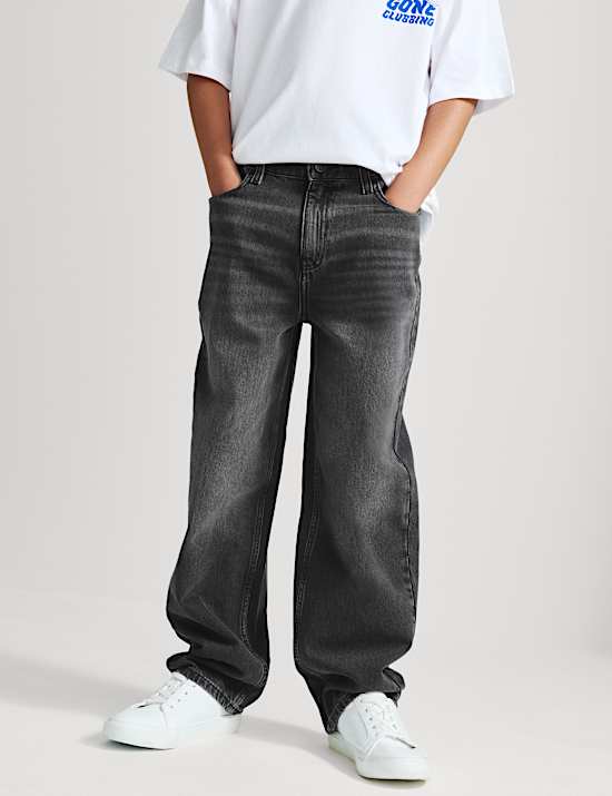 Pure Cotton Barrel Leg Jeans (6-16 Yrs)