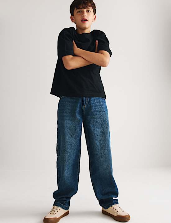 Pure Cotton Baggy Carpenter Jeans (6-16 Yrs)