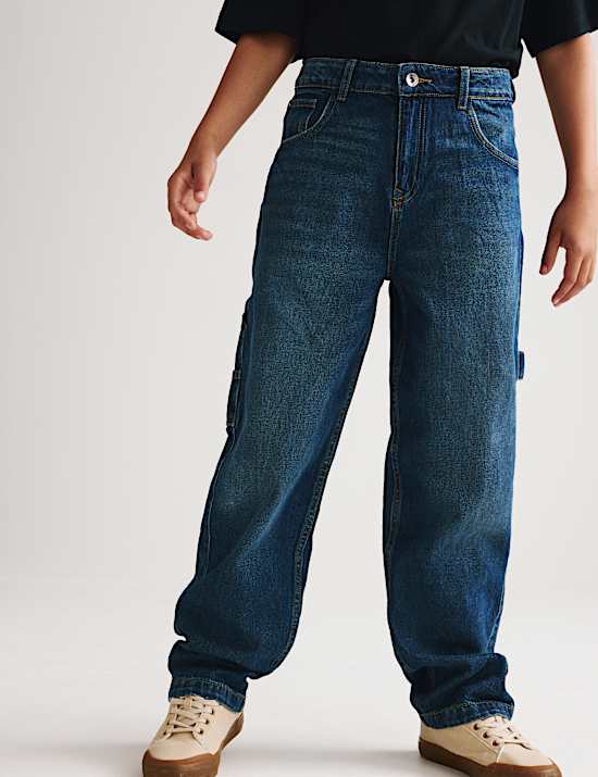 Pure Cotton Baggy Carpenter Jeans (6-16 Yrs)