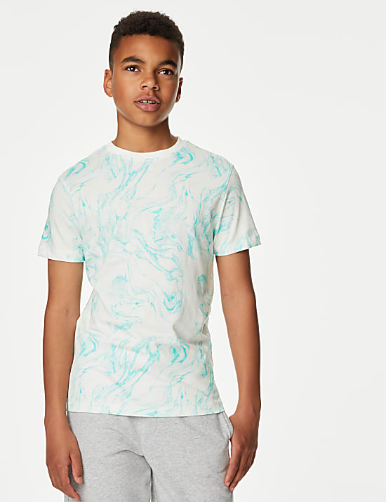 Pure Cotton Marble Print T-Shirt (6-16 Yrs)
