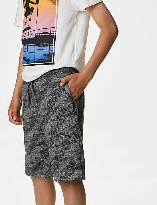 Shorts mit hohem Baumwollanteil und Camouflagemuster (6–16 J.)