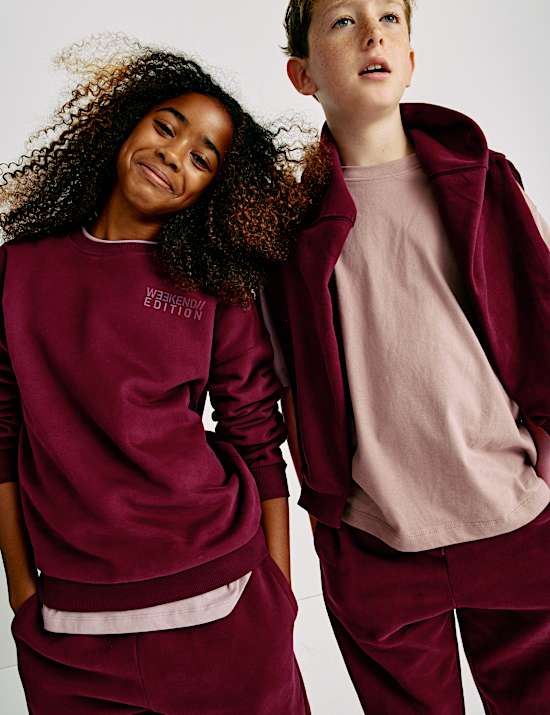 Katoenrijke sweater met opschrift (6-16 jaar)