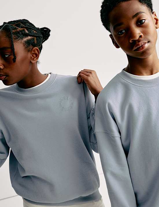 Katoenrijke sweater met opschrift (6-16 jaar)