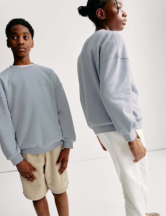 Katoenrijke sweater met opschrift (6-16 jaar)