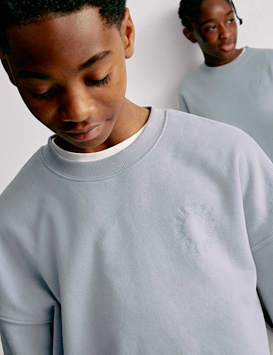 Katoenrijke sweater met opschrift (6-16 jaar)