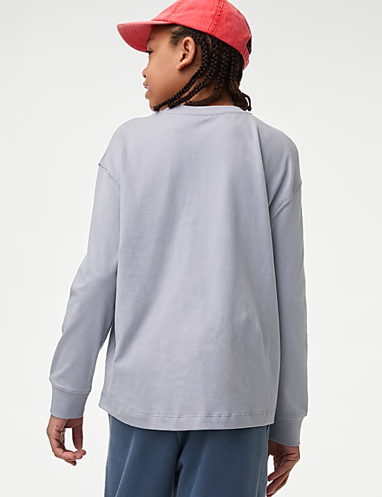 Oberteil aus reiner Baumwolle mit Schriftzug (6–16 J.)