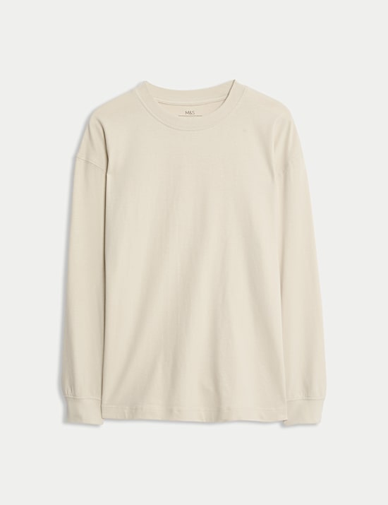 Langarmshirt aus reiner Baumwolle einfarbig (6–16 Jahre)