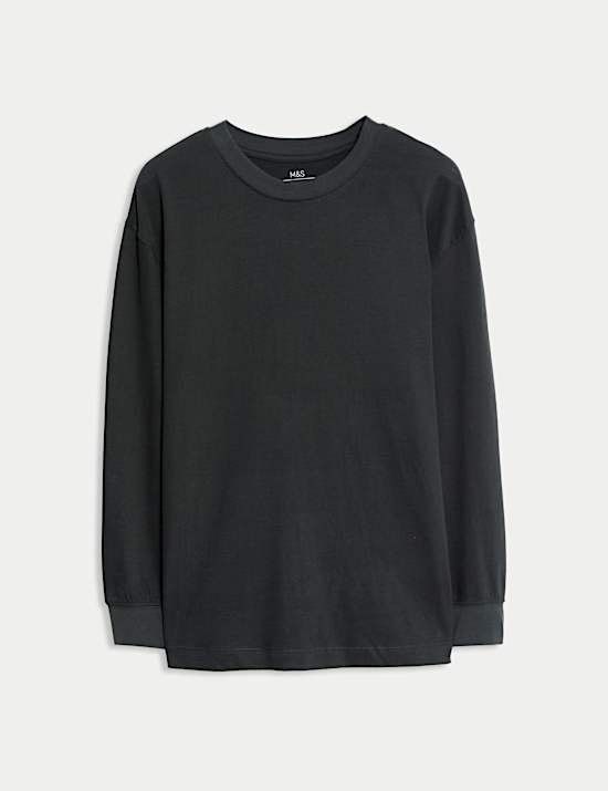 Top 100 % coton uni à manches longues (du 6 au 16 ans)