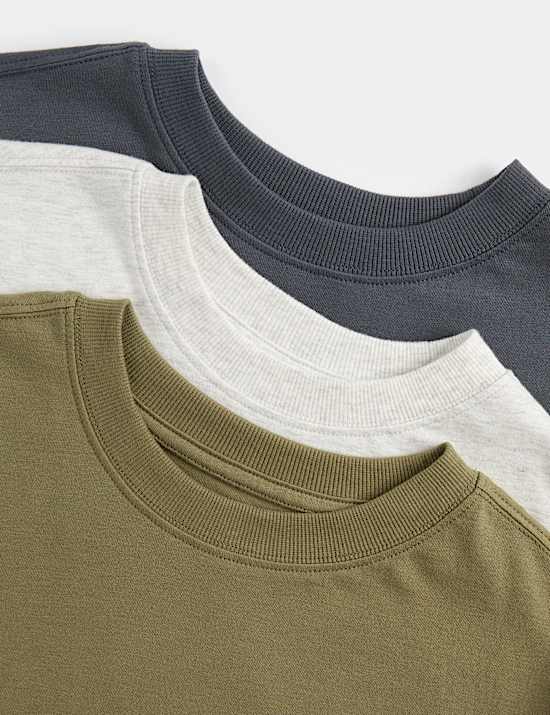 3 Pack Pure Cotton Plain T-Shirts (6-16 Yrs)