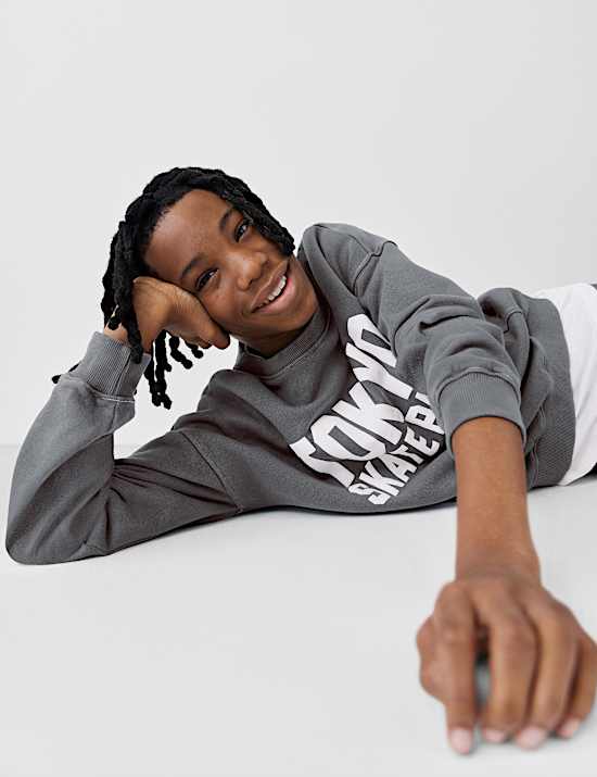 2pc Pure Cotton Graphic Sweatshirt and Shorts (2-16 Yrs)