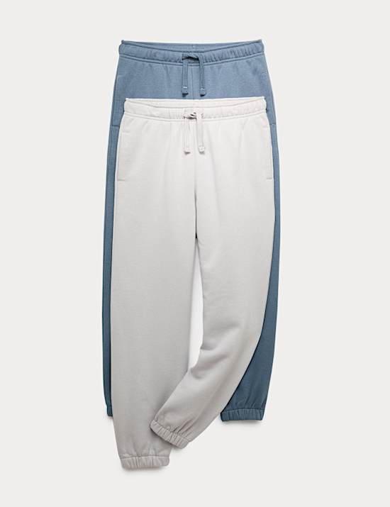 2pk Cotton Rich Joggers (6-16 Yrs)