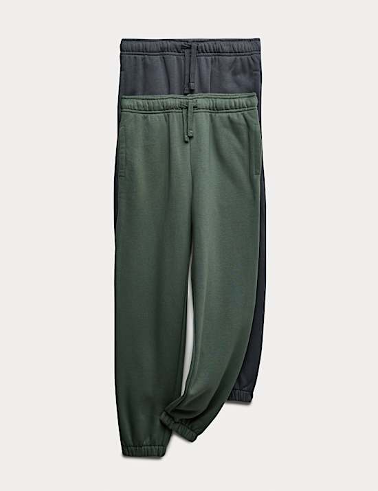 2pk Cotton Rich Joggers (6-16 Yrs)