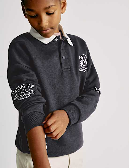 Cotton Rich Rugby Sweatshirt (6-16 Yrs)