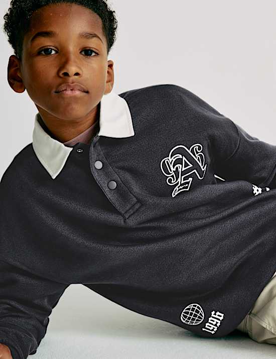 Cotton Rich Rugby Sweatshirt (6-16 Yrs)