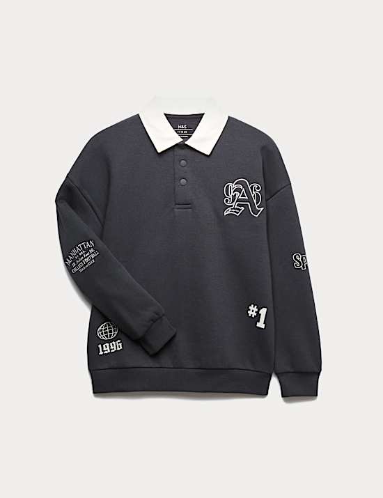 Cotton Rich Rugby Sweatshirt (6-16 Yrs)