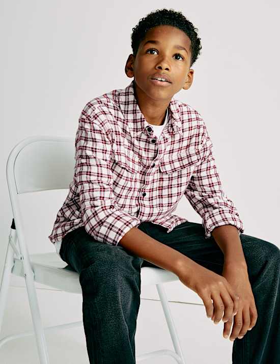 Pure Cotton Micro Checked Shirt (6-16 Yrs)