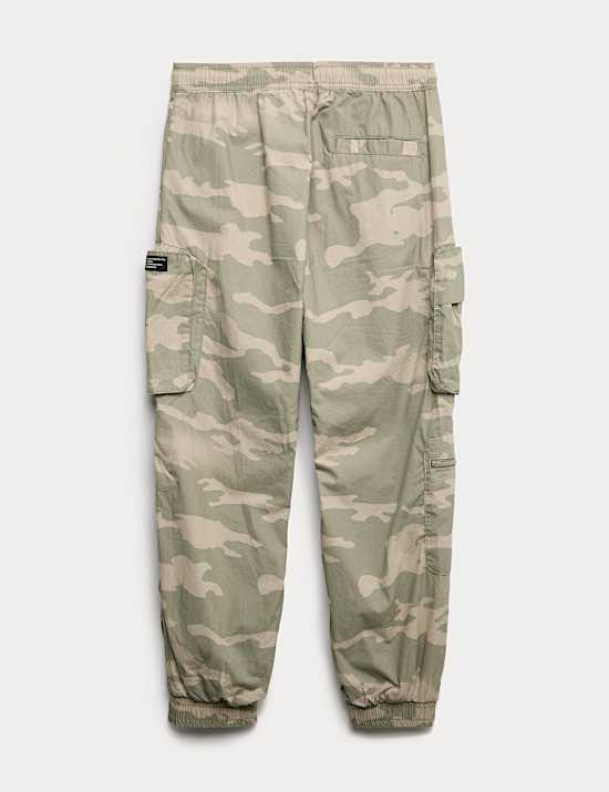 Pure Cotton Camo Lined Cargo Trousers (6-16 Yrs)