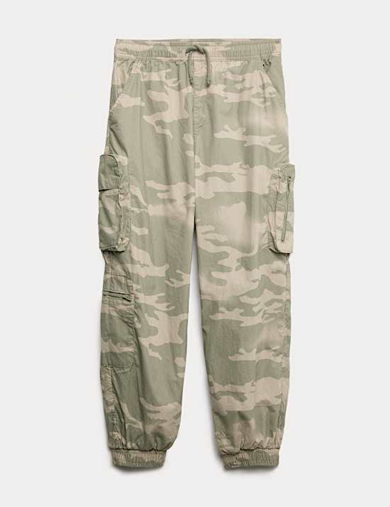 Pure Cotton Camo Lined Cargo Trousers (6-16 Yrs)