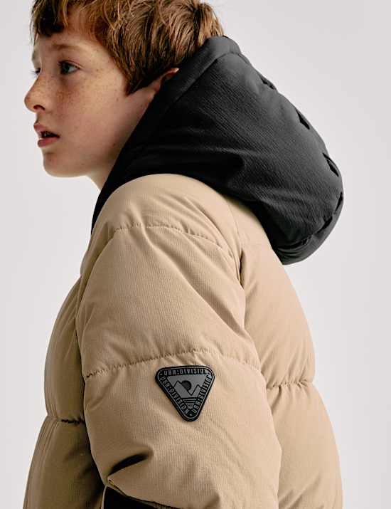 Padded Hooded Colour Block Coat (6-16 Yrs)