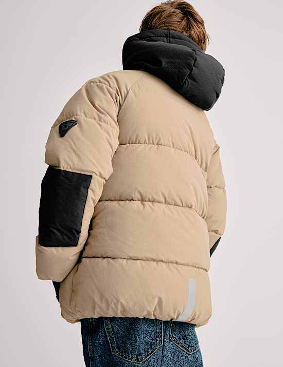 Padded Hooded Colour Block Coat (6-16 Yrs)