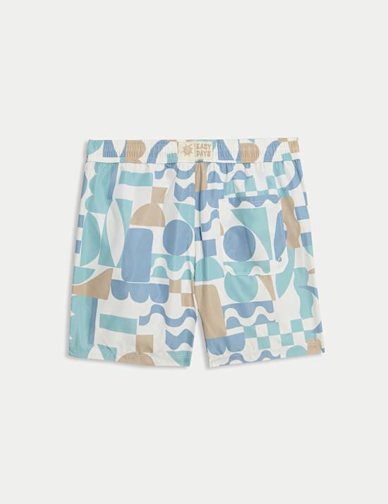 Abstract Print Shorter Length Swim Shorts (6-16 Yrs)