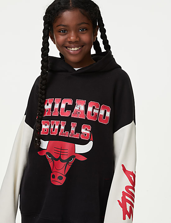 Katoenrijke NBA-capuchontrui met 'Chicago Bulls' (6-16 jaar)