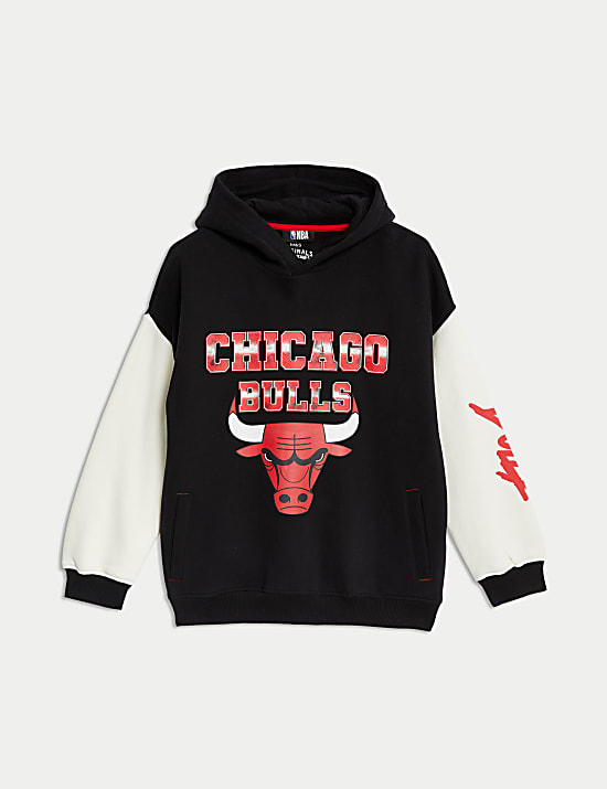 Katoenrijke NBA-capuchontrui met 'Chicago Bulls' (6-16 jaar)