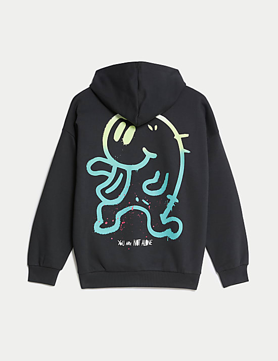 Hoodie Bahan Katun Motif Slogan (6-16 Thn)