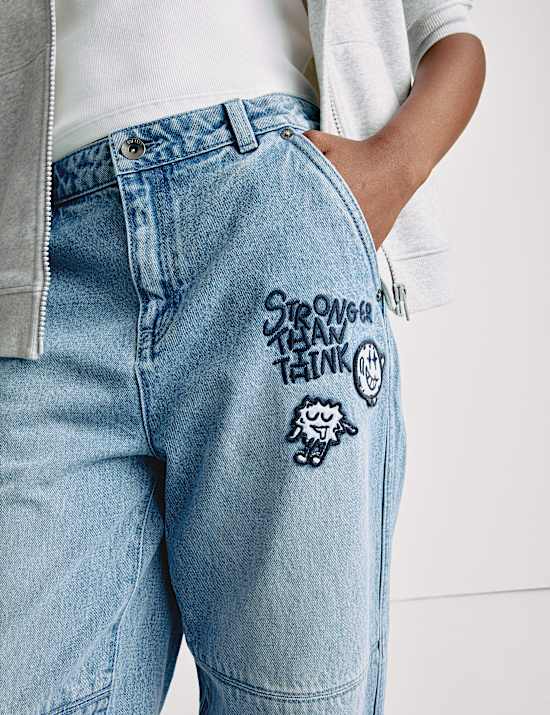 The Doodle Boy Pure Cotton Relaxed Slogan Jeans (4-16 Yrs)