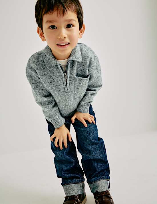 Nepped Knitted Polo Jumper (2-10 Yrs)