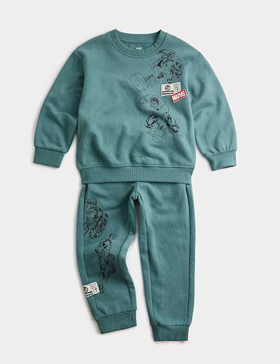 2-delige katoenrijke Marvel&trade;-set met broek en top (2-8 jaar)