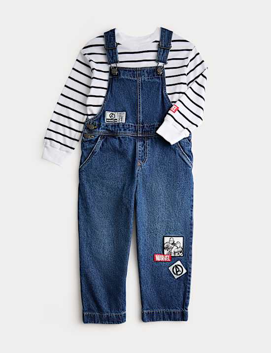 2 Piece Pure Cotton Marvel&trade; Dungaree Outfit (2-8 Yrs)