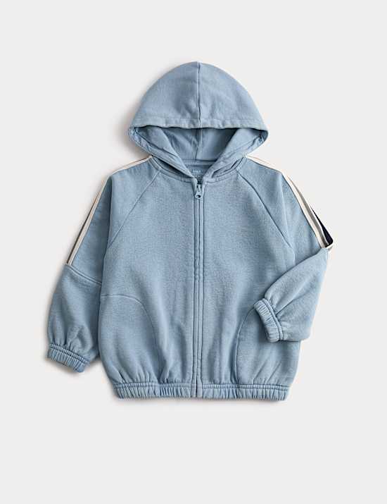 Pure Cotton Taped Zip Through Hoodie (2-10 Yrs)
