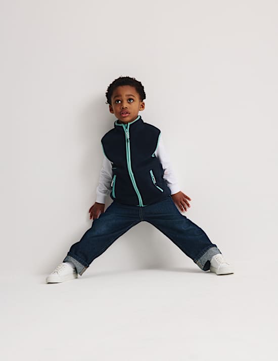 Fleece Zip Through Contrast Trim Gilet (2-8 Yrs)