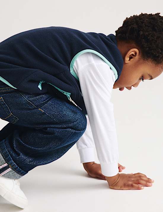 Fleece Zip Through Contrast Trim Gilet (2-8 Yrs)