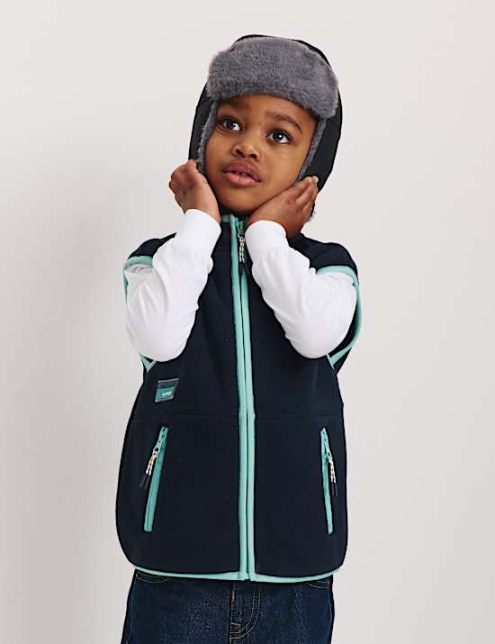 Fleece Zip Through Contrast Trim Gilet (2-8 Yrs)