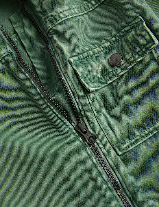 Garment Dyed Zip Up Denim Shacket (2-8 Yrs)