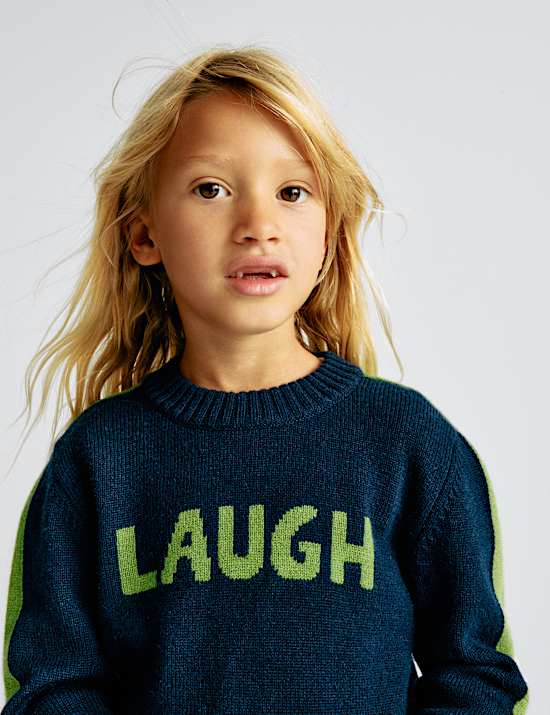 Merino Wool Rich 'Laugh' Jumper (2-10 Yrs)
