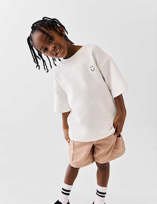 Pure Cotton Textured T-Shirt (1-7 Yrs)