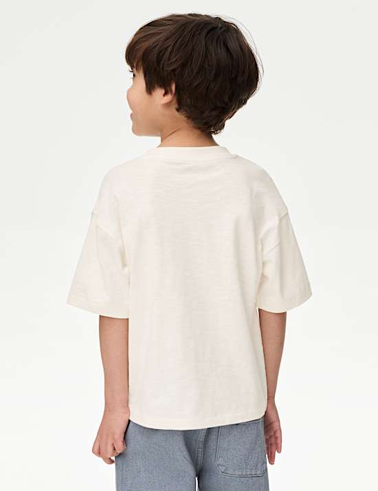 Camiseta 100 % algodón con eslogan “Outside” (1-8 años)