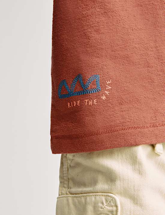 Pure Cotton Embroidered T-Shirt (2-8 Yrs)