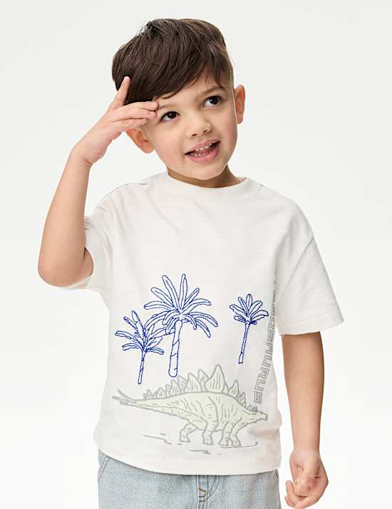 Pure Cotton Dinosaur Scene T-Shirt (2-8 Yrs)