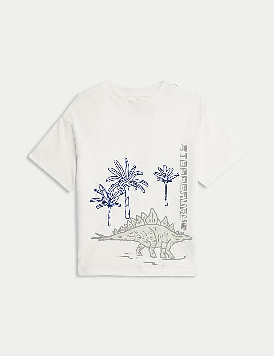 Pure Cotton Dinosaur Scene T-Shirt (2-8 Yrs)