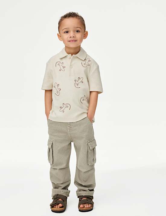 Cotton Rich Embroidered Polo Shirt (1-8 Yrs)