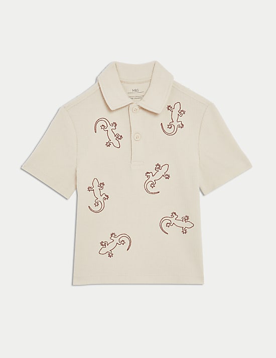 Cotton Rich Embroidered Polo Shirt (1-8 Yrs)