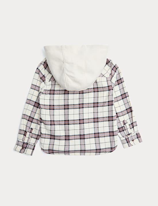 Pure Cotton Checked Hooded Shirt (2-8 Yrs)