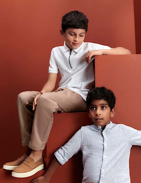 Camisa de lino con cuello panadero (2-8 a&ntilde;os)