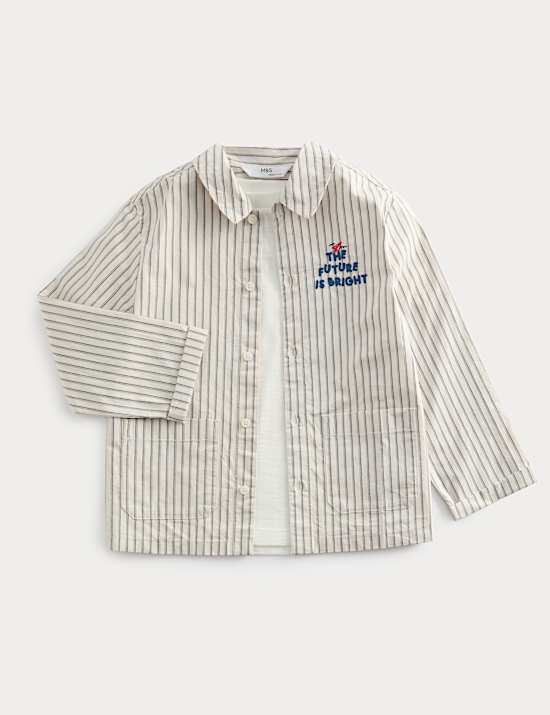 2 Piece Cotton Striped Overshirt And T-Shirt (2-8 Yrs)