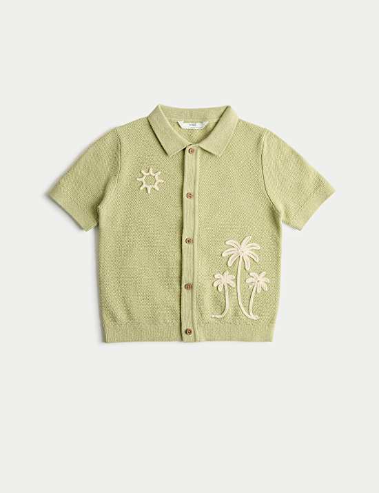 Pure Cotton Knitted Embroidered Polo Shirt (2-8 Years)